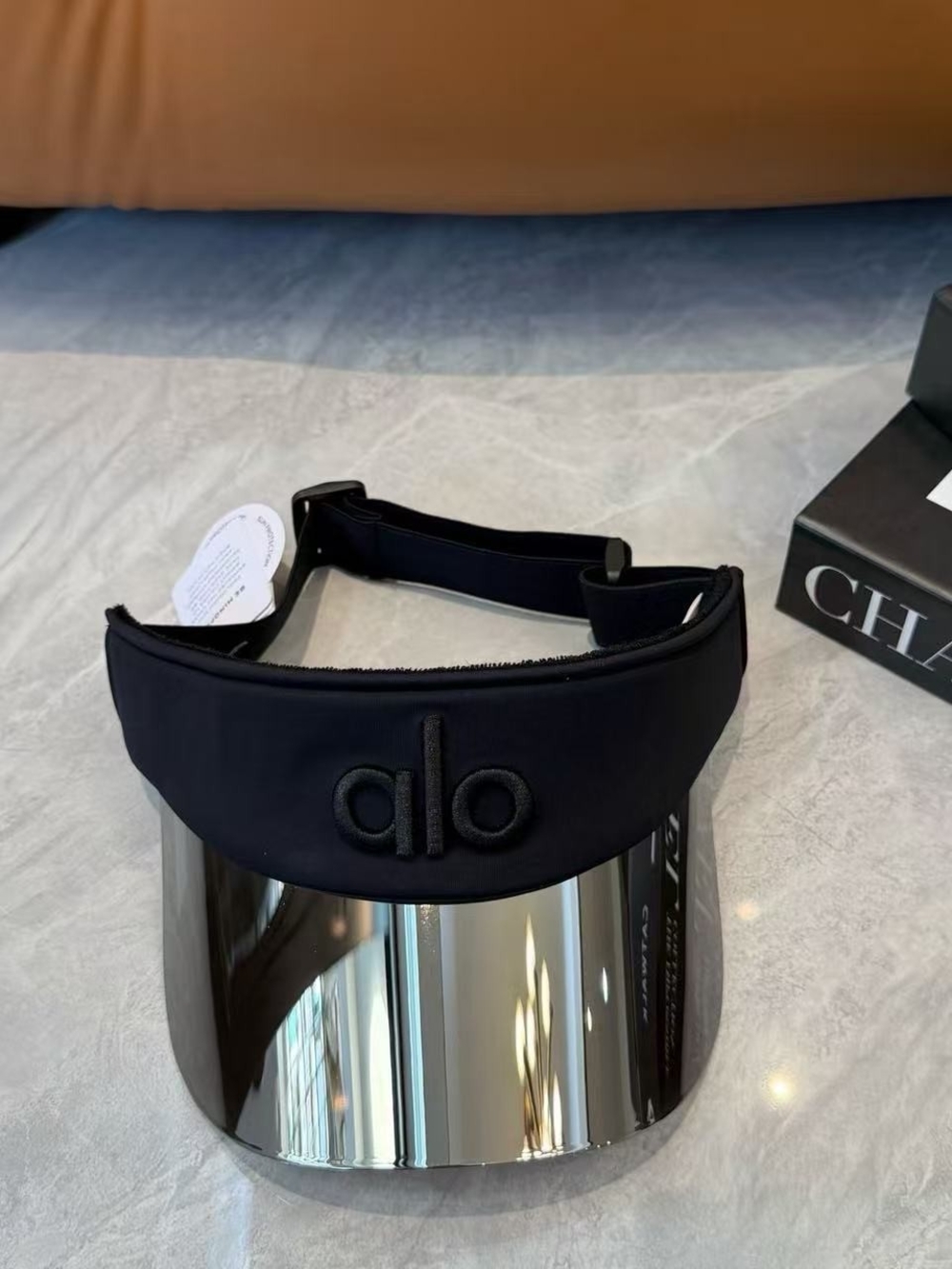 New Alo Reflective Visor Cap, Black Embroidered Adjustable Sports Sun Visor Hat